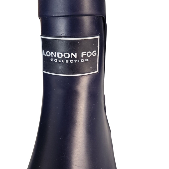 LONDON FOG Navy Blue Piccadilly Rain Chelsea Boots w/ Striped Elastic Sides 7 - Picture 7 of 11